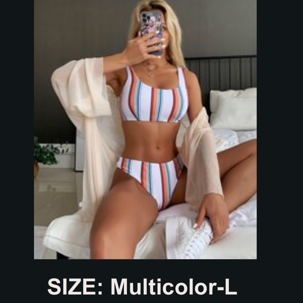 Reversible striped bikini